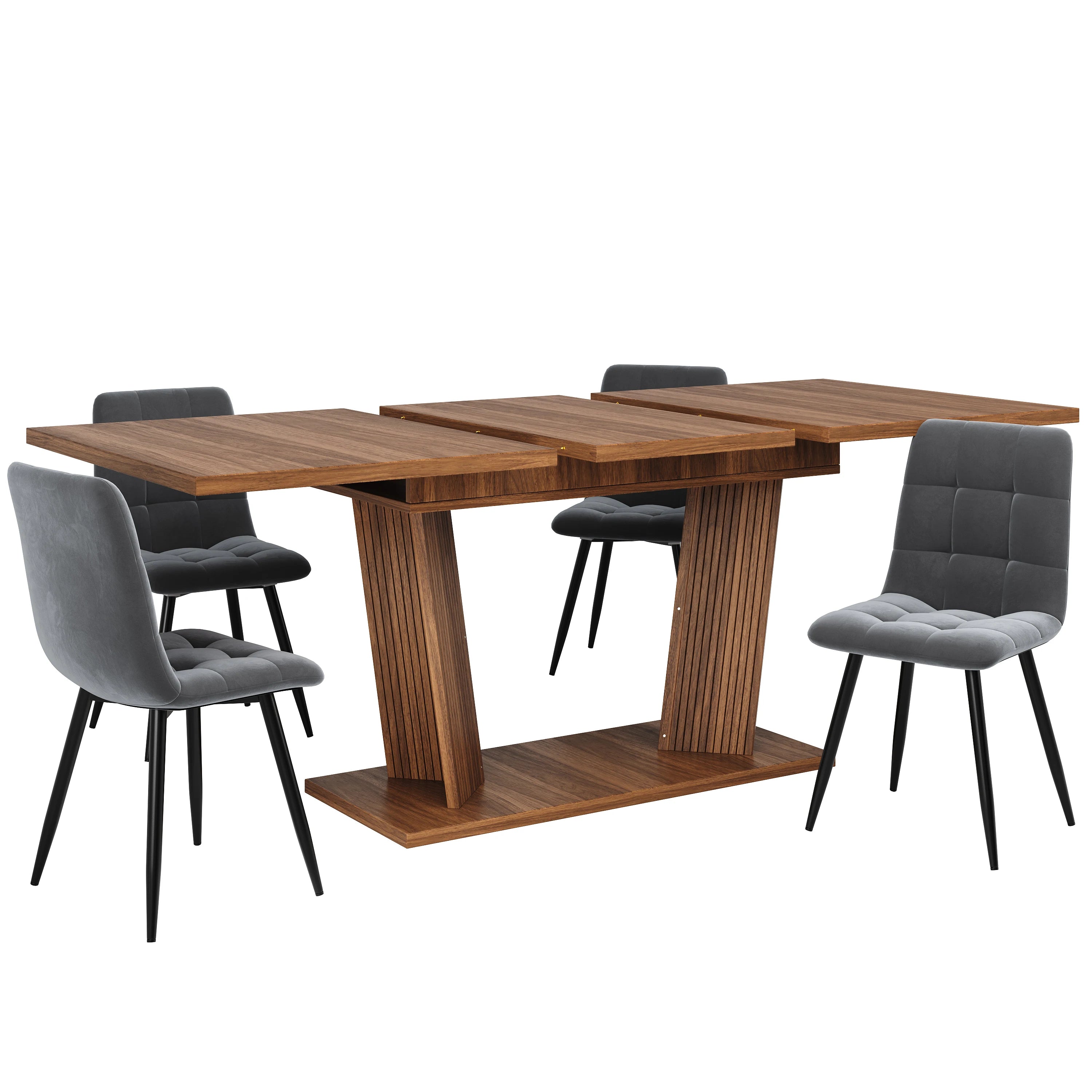 Table extensible bois foncé, pieds antidérapants