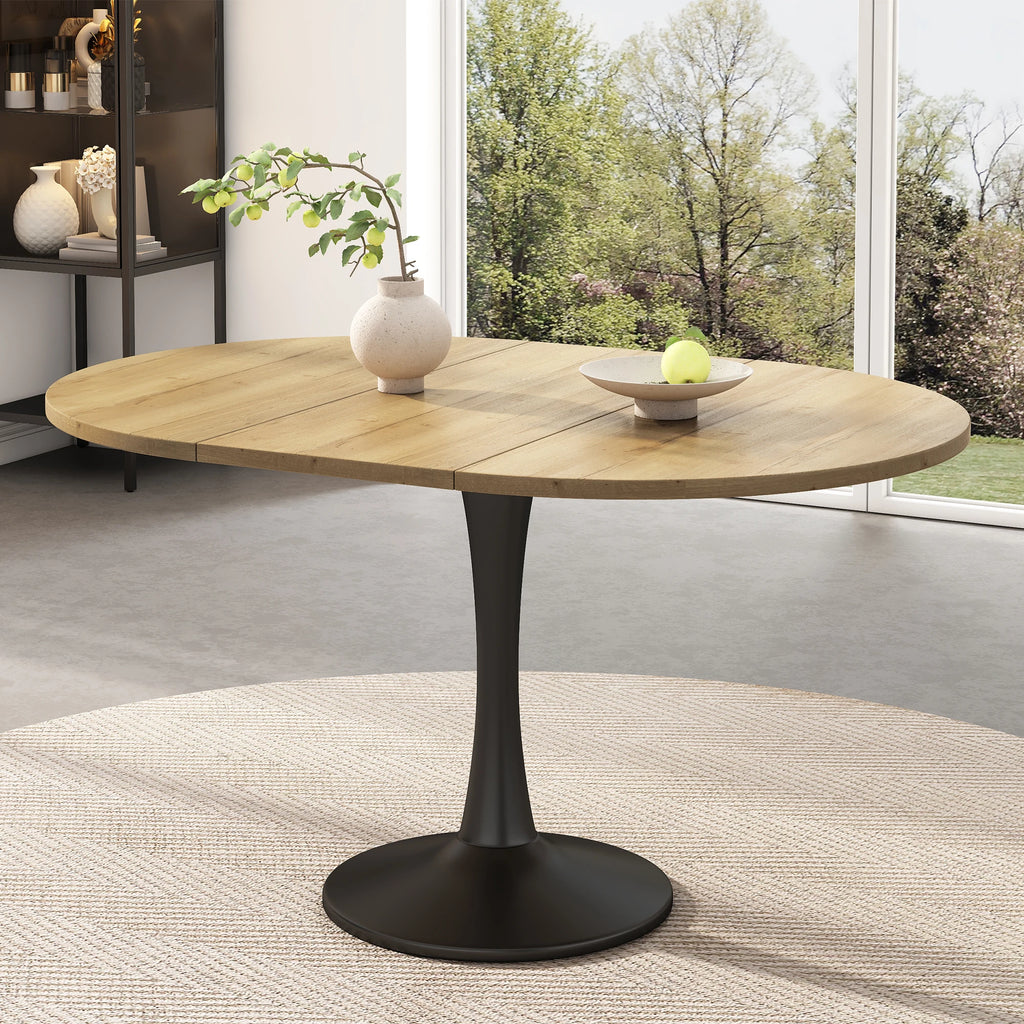 Table ovale extensible 100-140 cm, aspect chêne