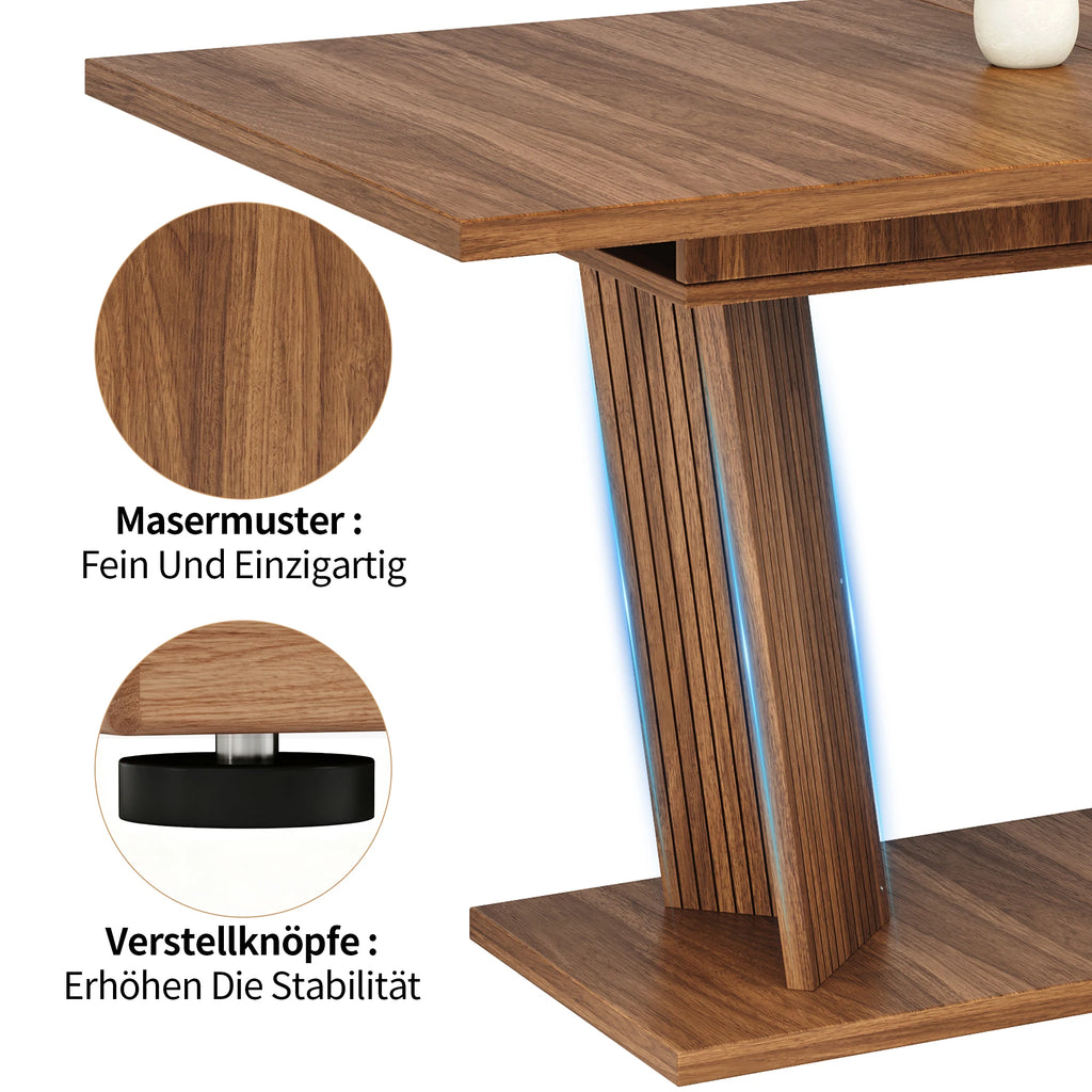Table extensible bois foncé, pieds antidérapants