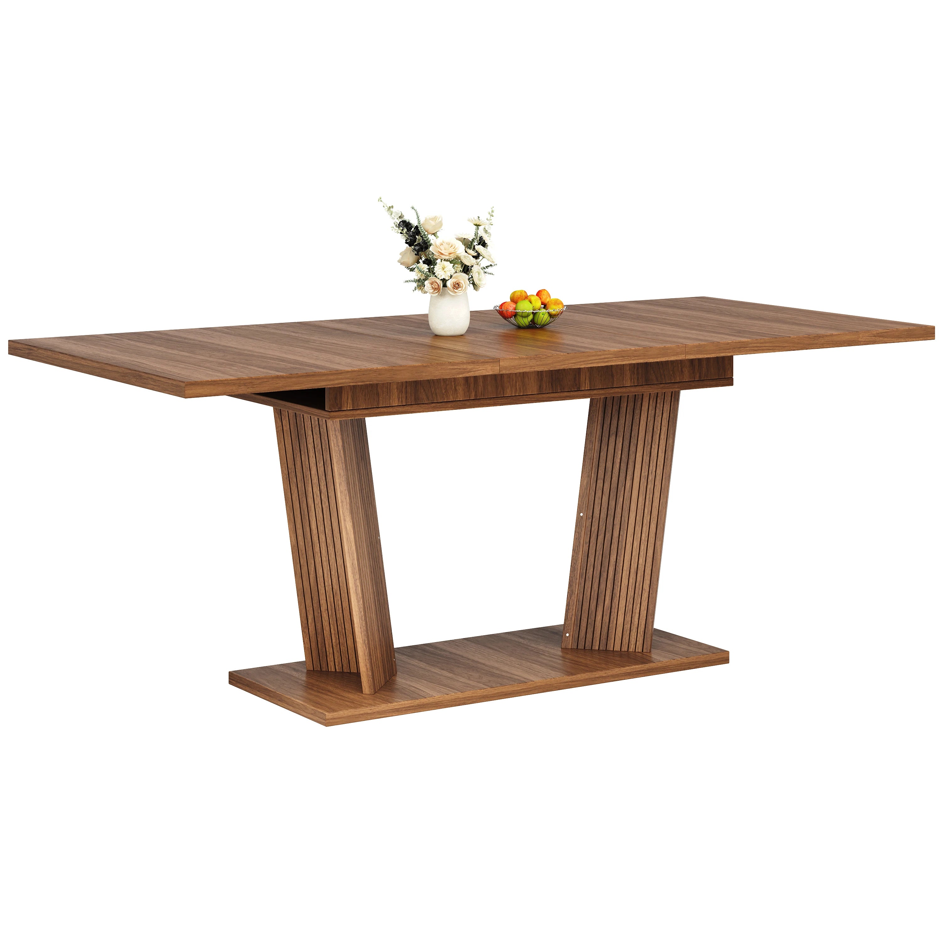 Table extensible bois foncé, pieds antidérapants