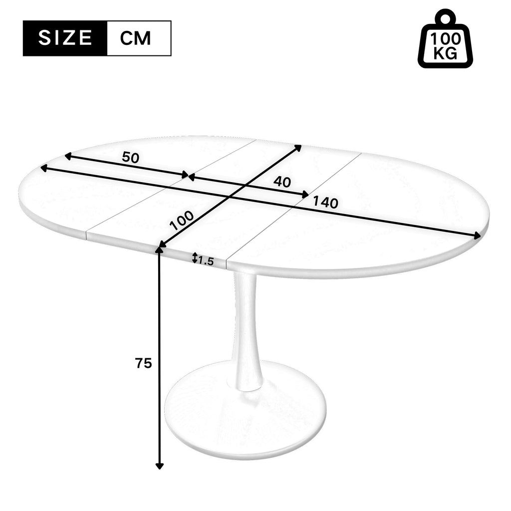 Table ovale extensible 100-140 cm, aspect chêne