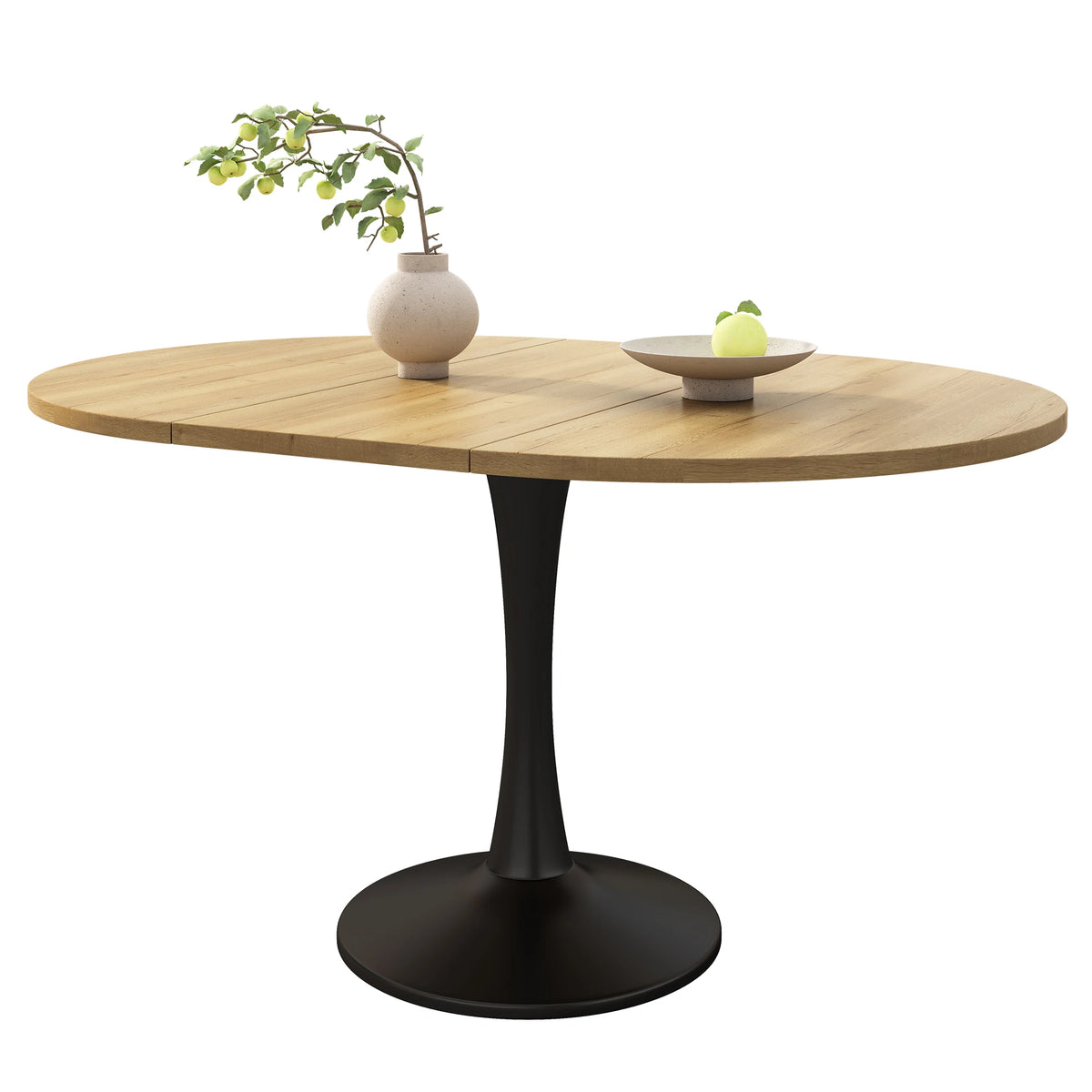 Table ovale extensible 100-140 cm, aspect chêne