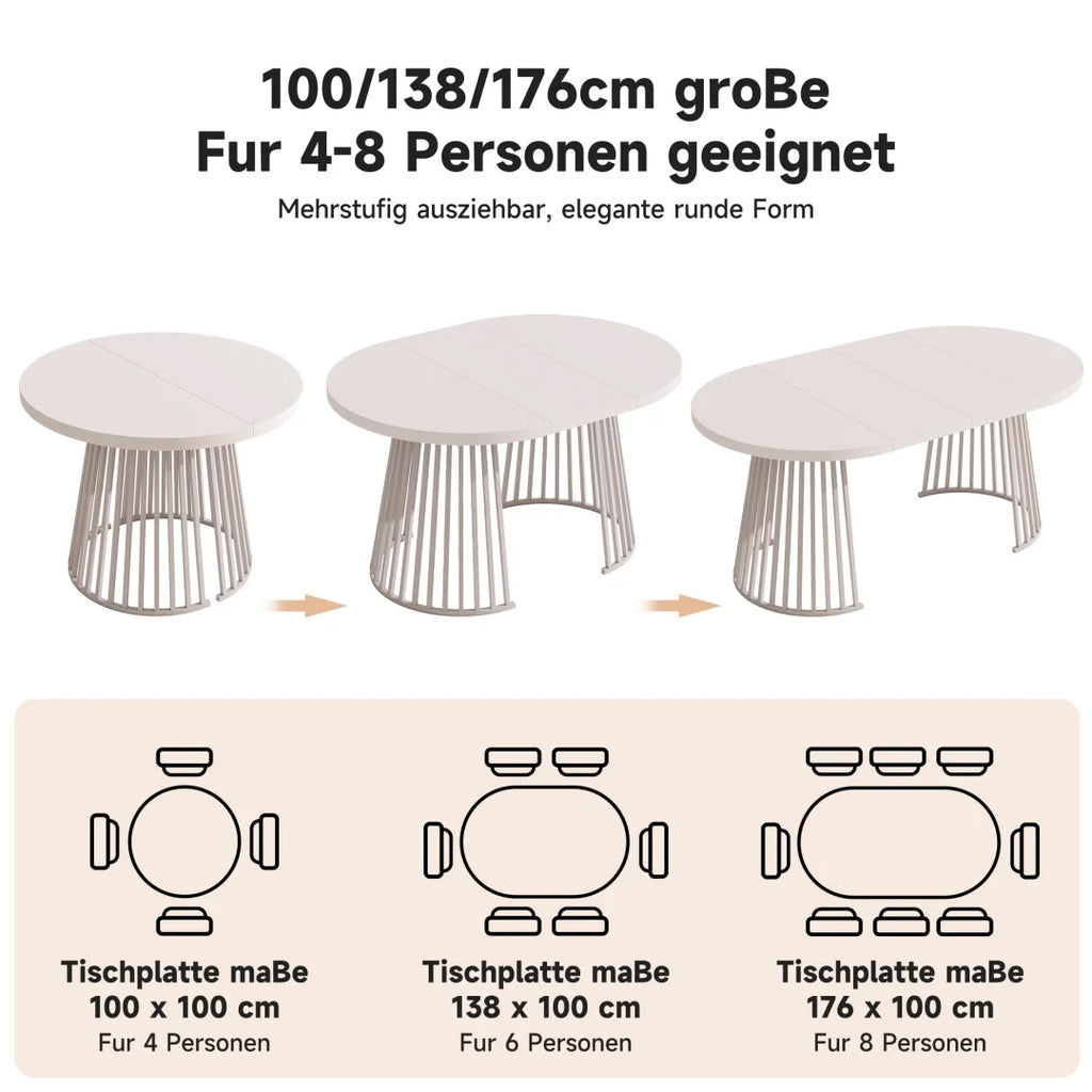 Table extensible 100-138-176 cm, deux allonges