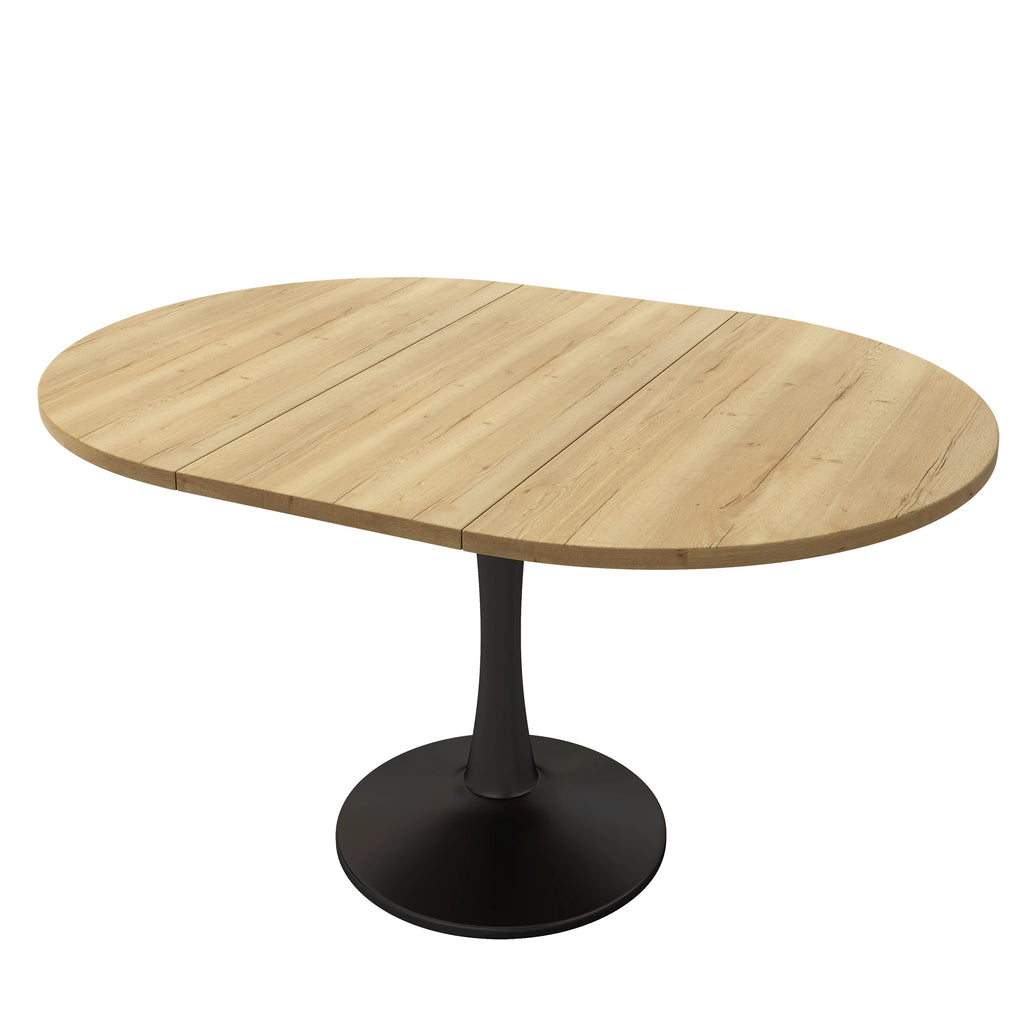 Table ovale extensible 100-140 cm, aspect chêne