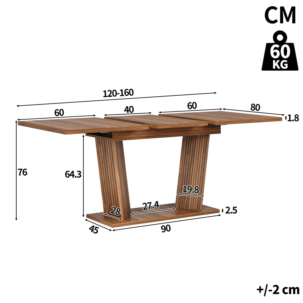 Table extensible bois foncé, pieds antidérapants