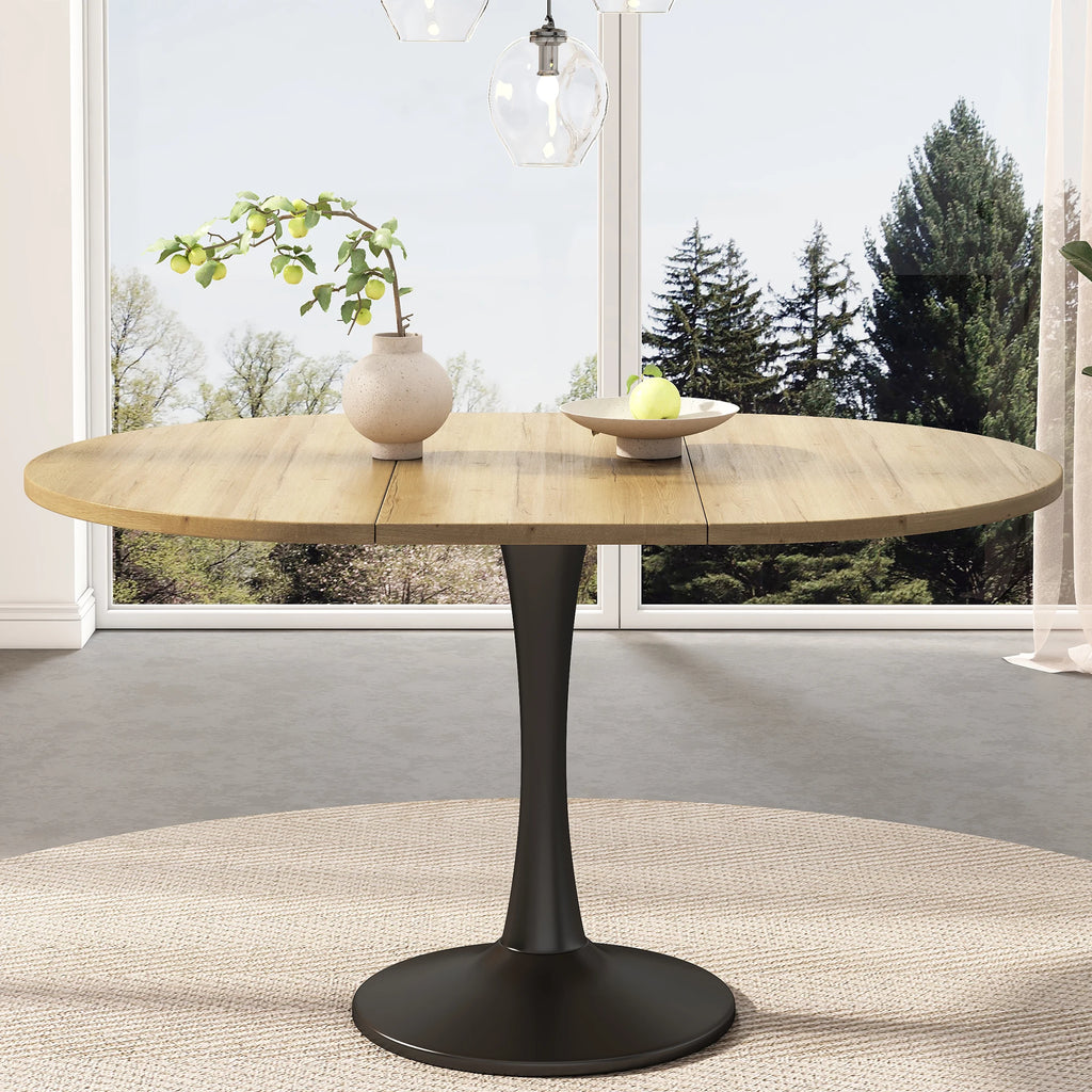 Table ovale extensible 100-140 cm, aspect chêne