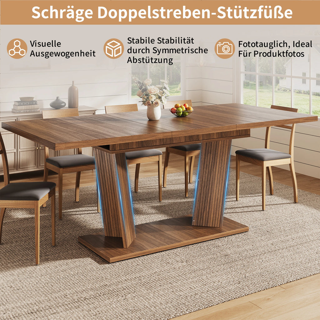 Table extensible bois foncé, pieds antidérapants