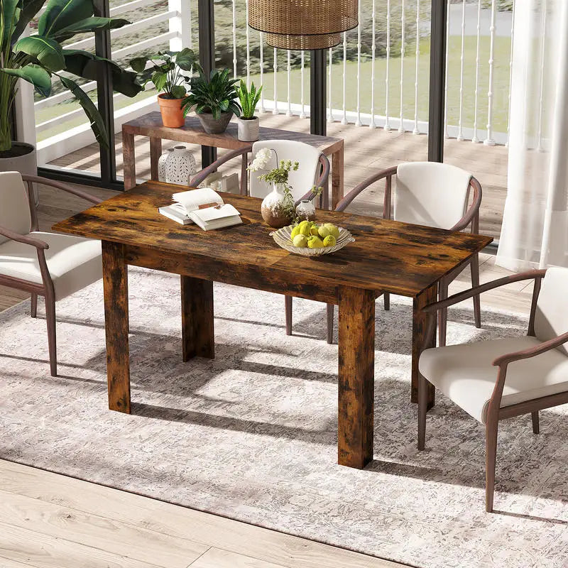 Table extensible plateau coulissant, finition brune