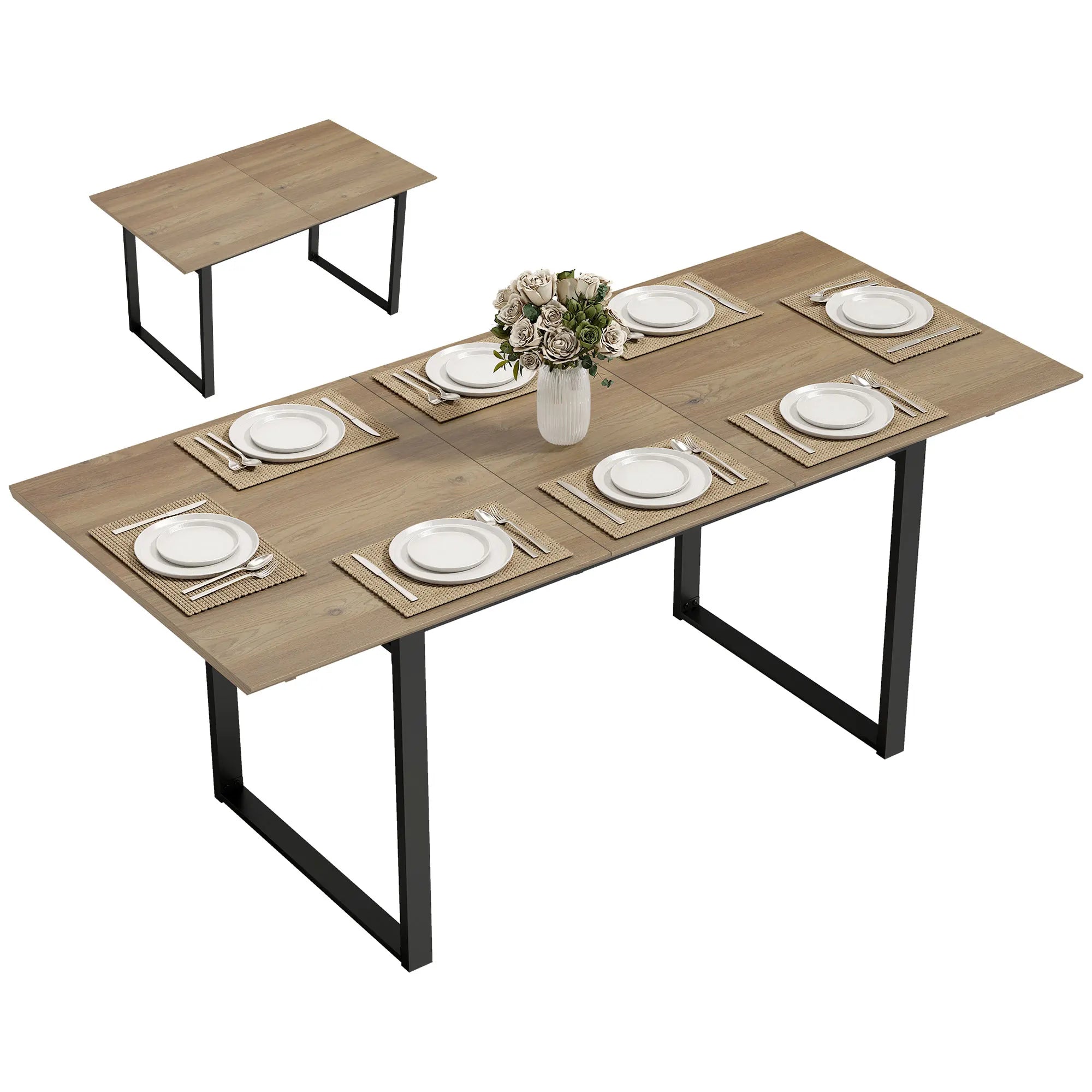Table extensible 140-180 cm, bois et acier