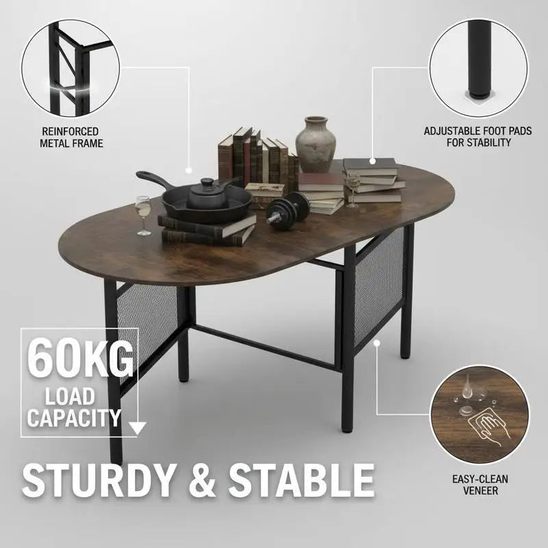 Table pliante 150 cm à abattants, brun rustique