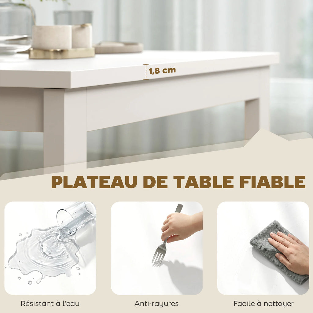 Table extensible blanche 80-120 cm