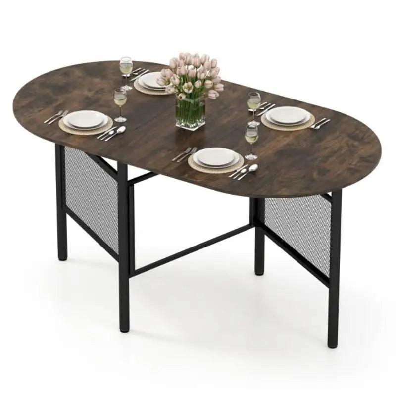 Table pliante 150 cm à abattants, brun rustique