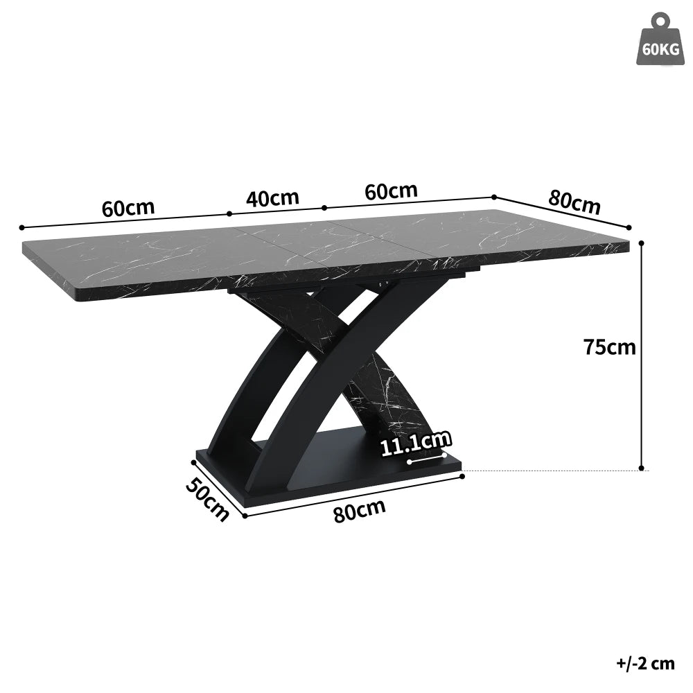 Table extensible 120-160 cm, 6 personnes