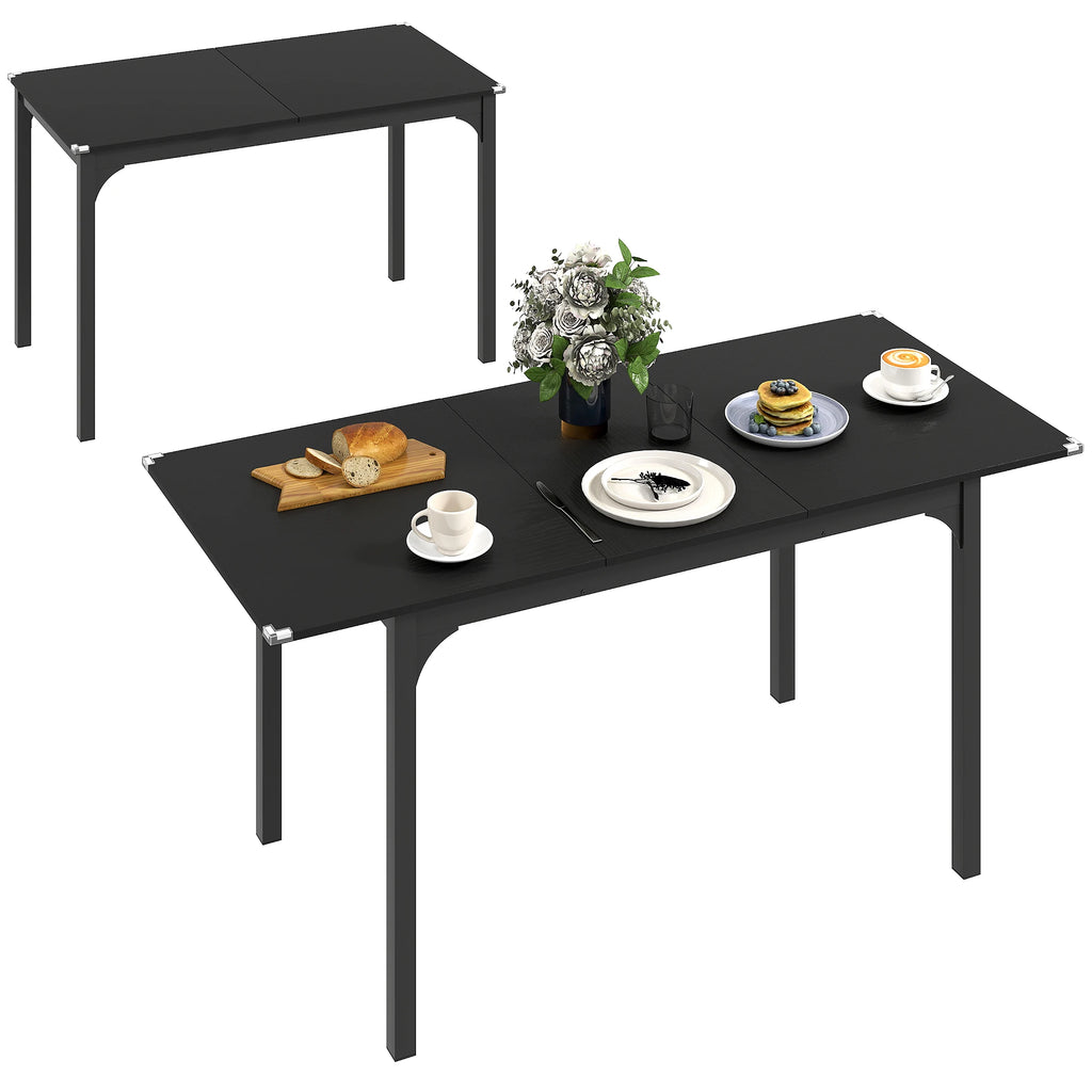 Table extensible noire à allonge, 4 à 6 personnes