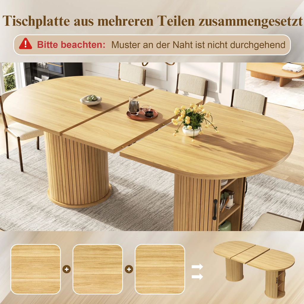Table extensible avec rangement et poignées métal