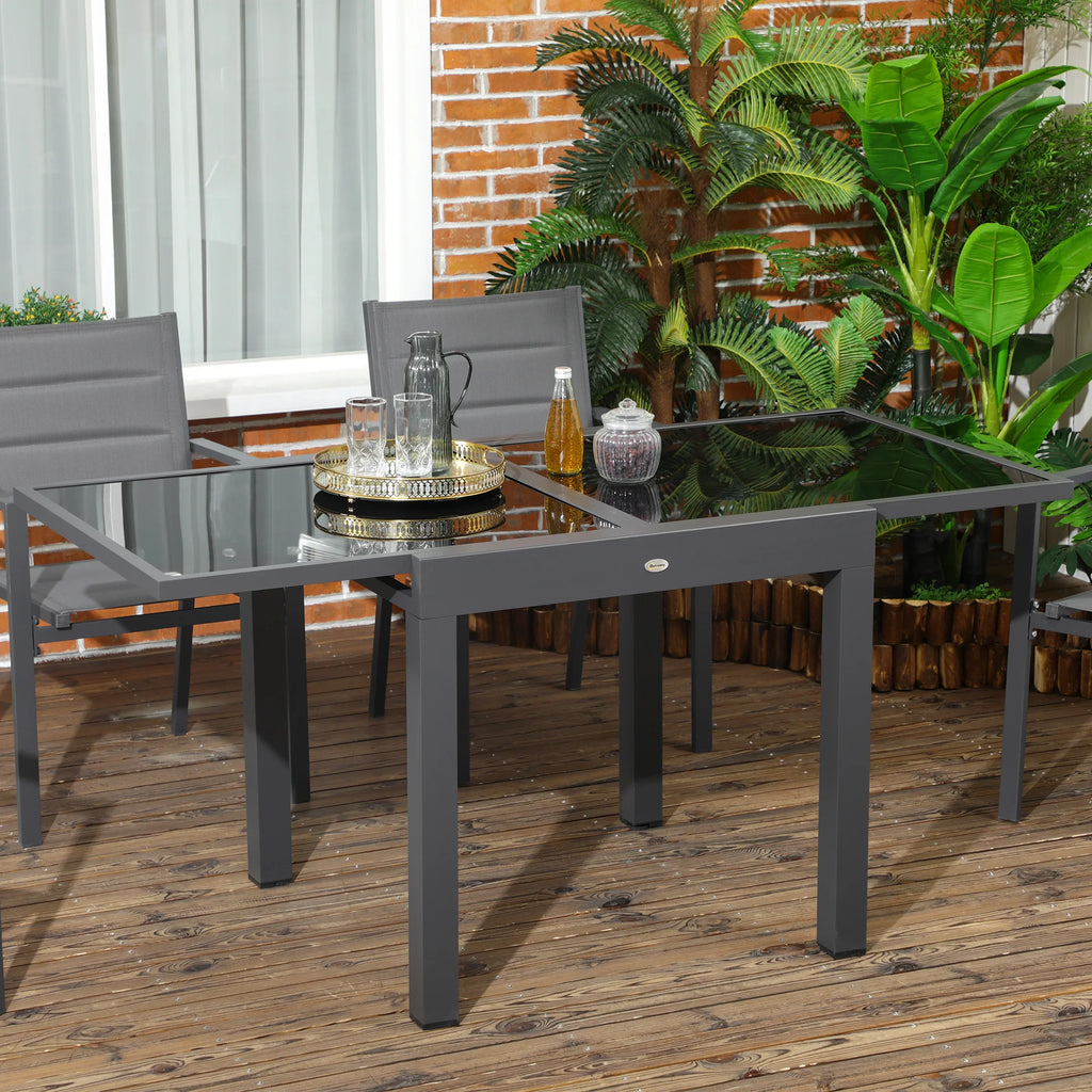 Table de jardin extensible 80-160 cm, aluminium et verre