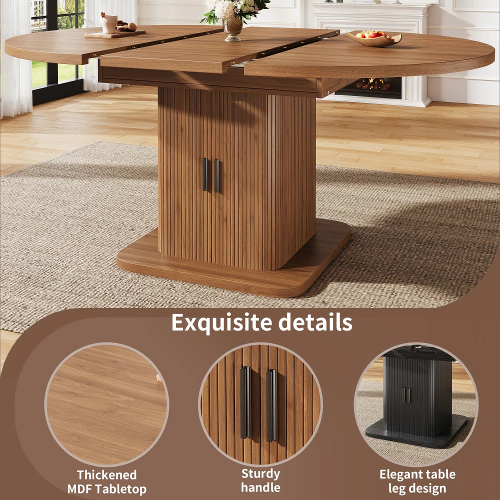 Table extensible avec portes coulissantes et allonge