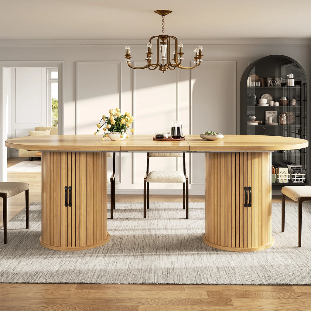 Table extensible avec rangement et poignées métal