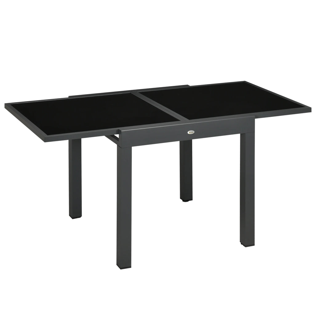 Table de jardin extensible 80-160 cm, aluminium et verre