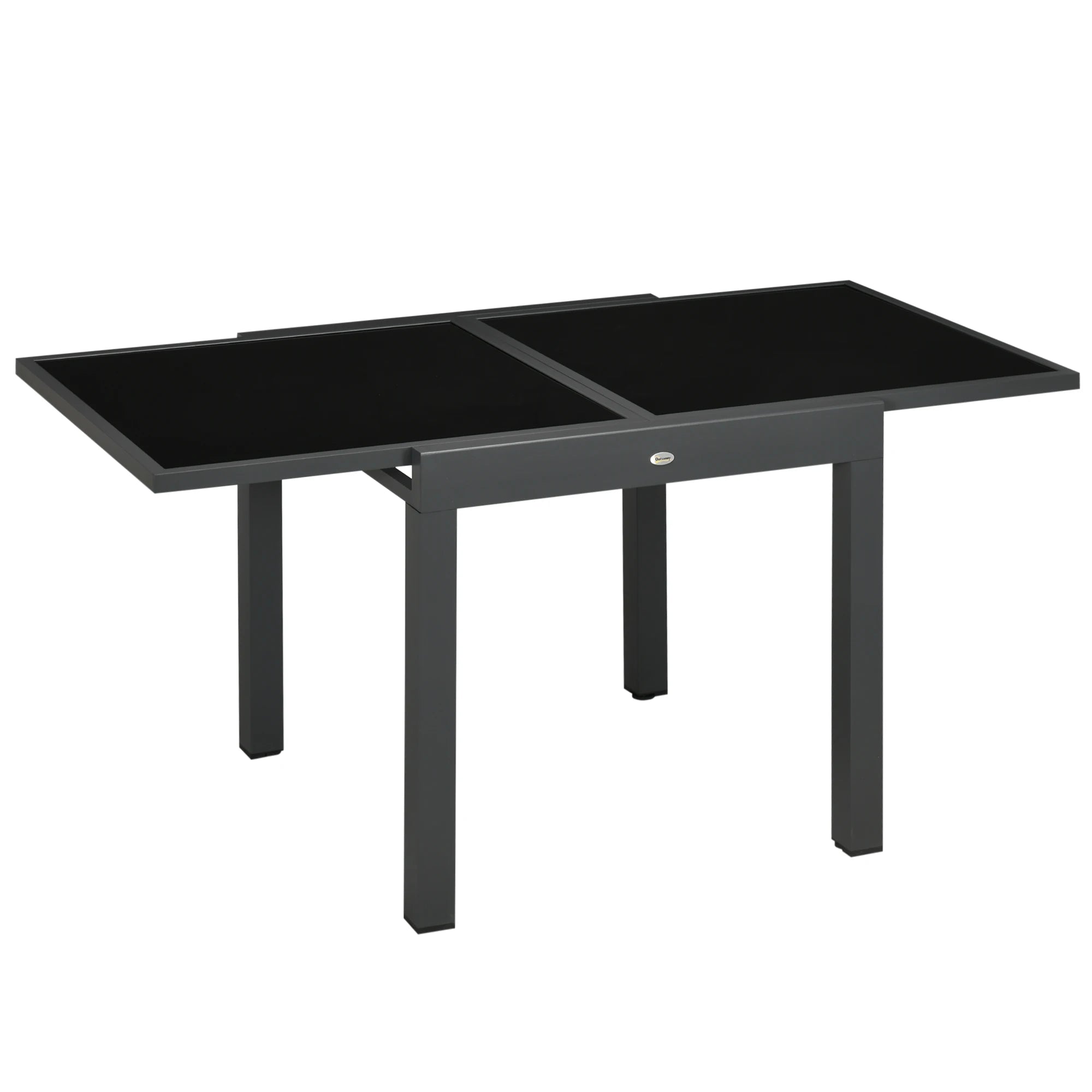 Table de jardin extensible 80-160 cm, aluminium et verre