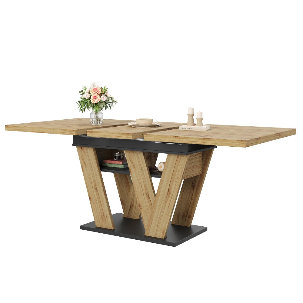 Table télescopique à allonges intégrées