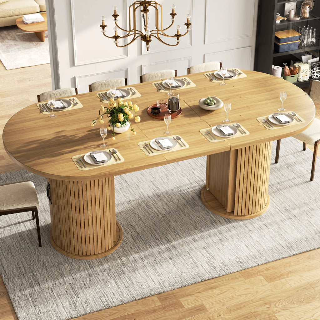 Table extensible avec rangement et poignées métal
