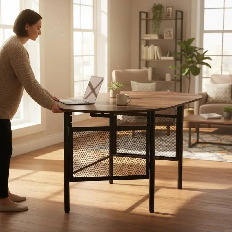 Table pliante 150 cm à abattants, brun rustique