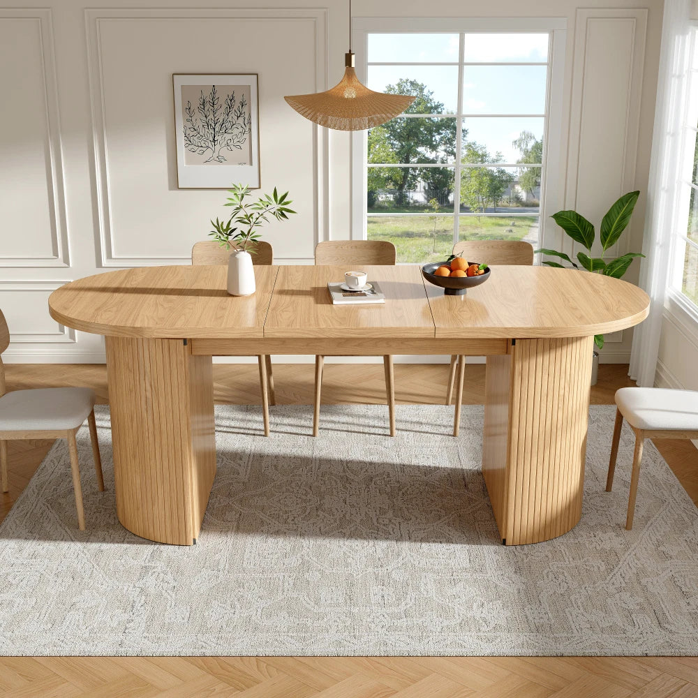 Table extensible bois naturel avec rangement