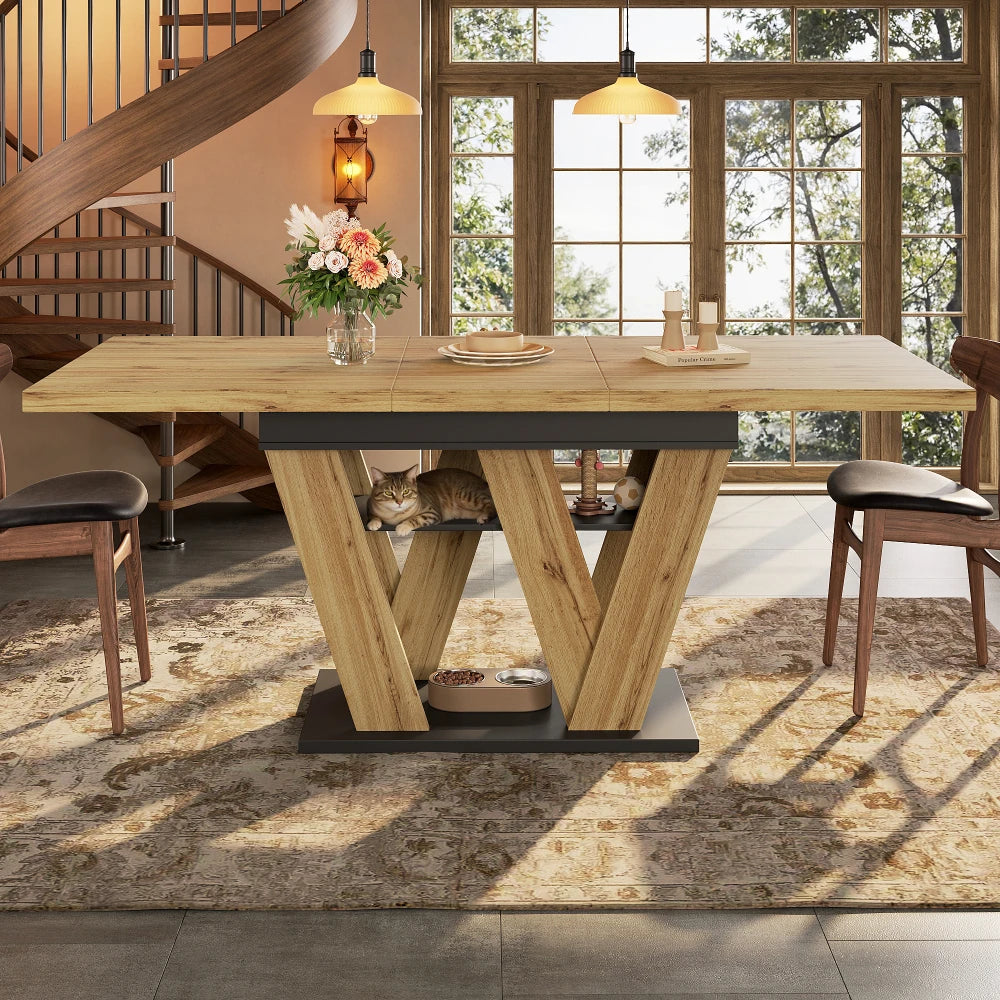 Table télescopique à allonges intégrées