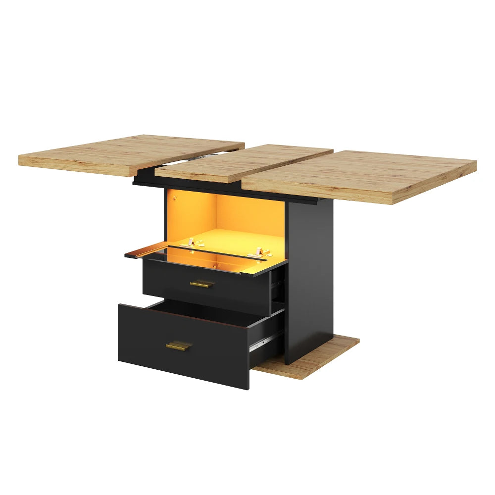 Table extensible 110-140 cm avec éclairage LED