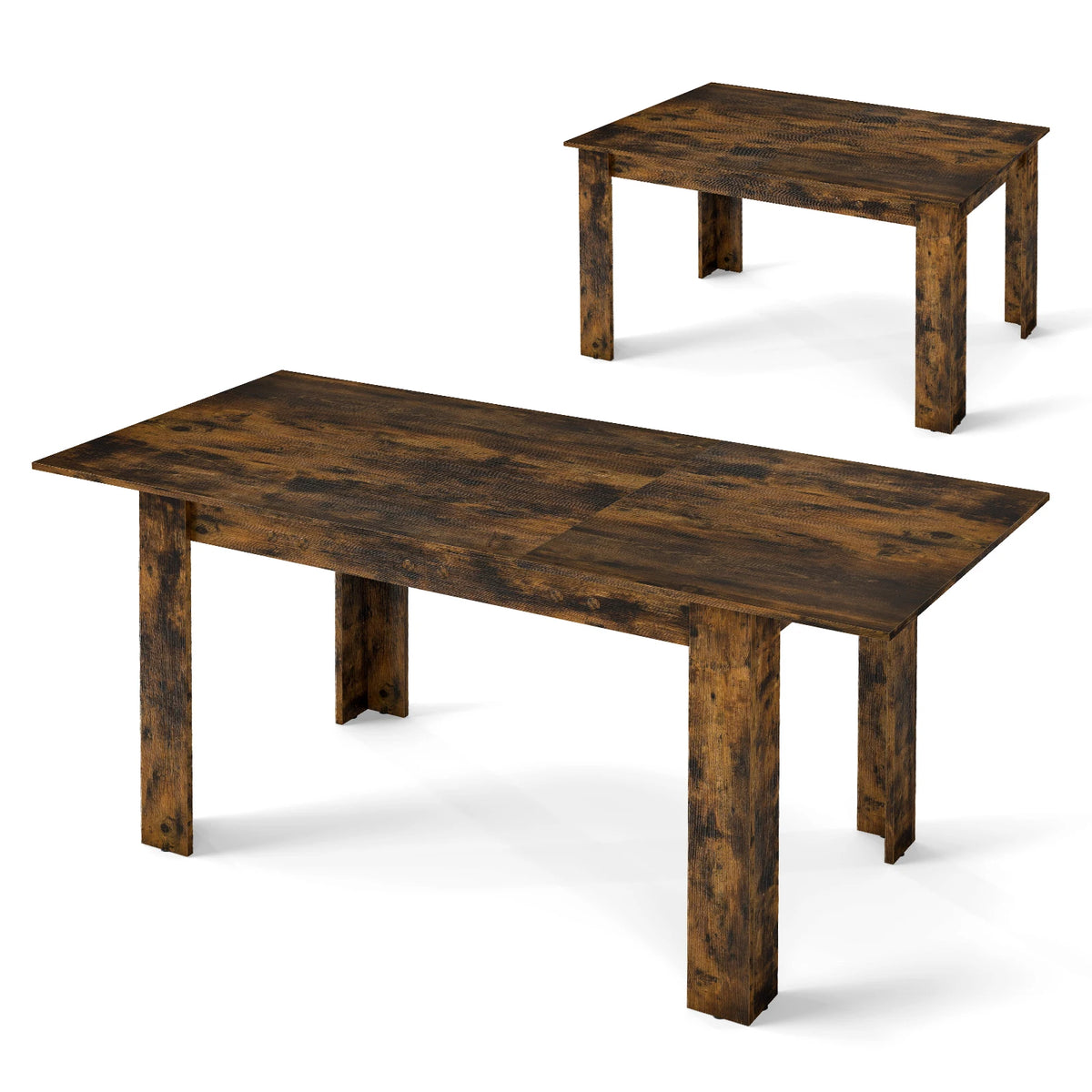 Table extensible plateau coulissant, finition brune