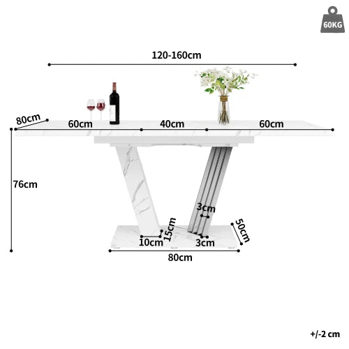 Table extensible aspect bois, pieds en aile