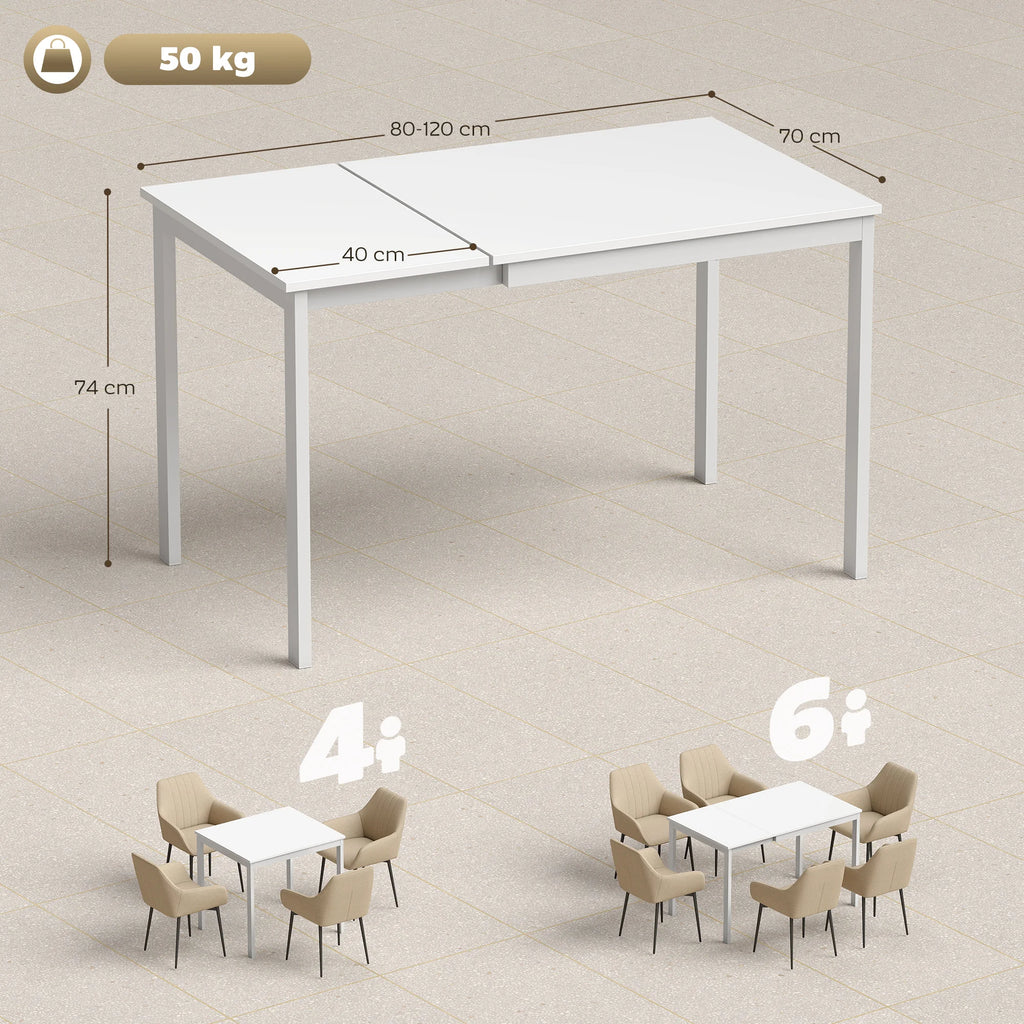 Table extensible blanche 80-120 cm