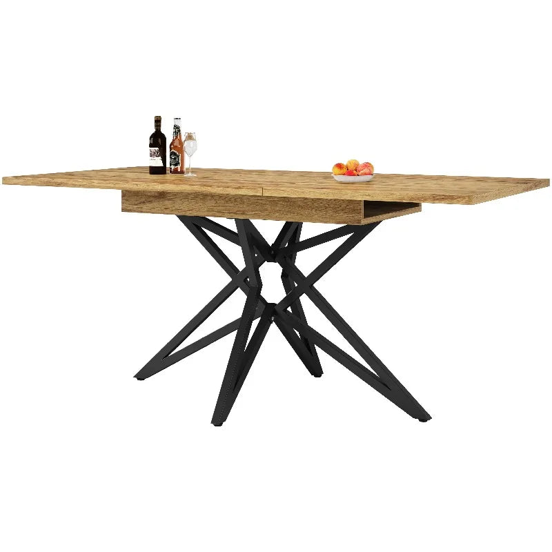 Table extensible pieds étoile, noyer ou blanc