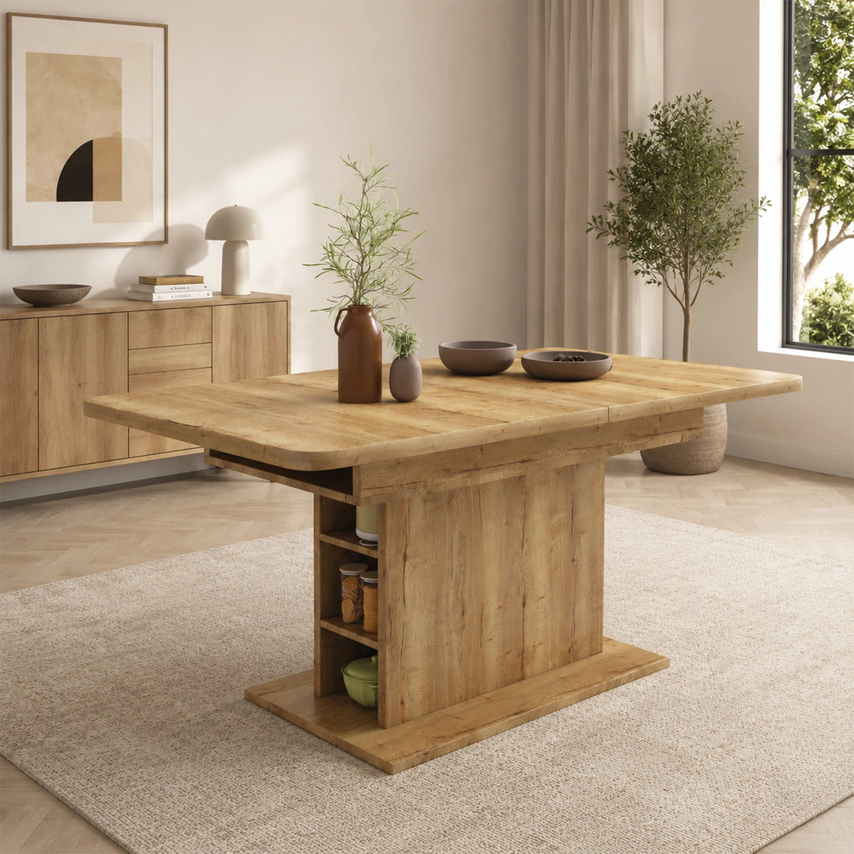 Table extensible avec rangement, structure fer
