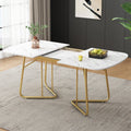 Table extensible blanche 140-180 cm, pieds dorés
