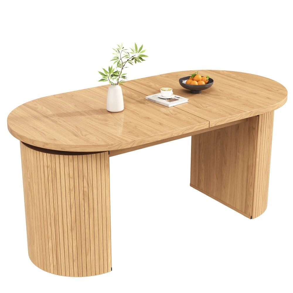 Table extensible bois naturel avec rangement