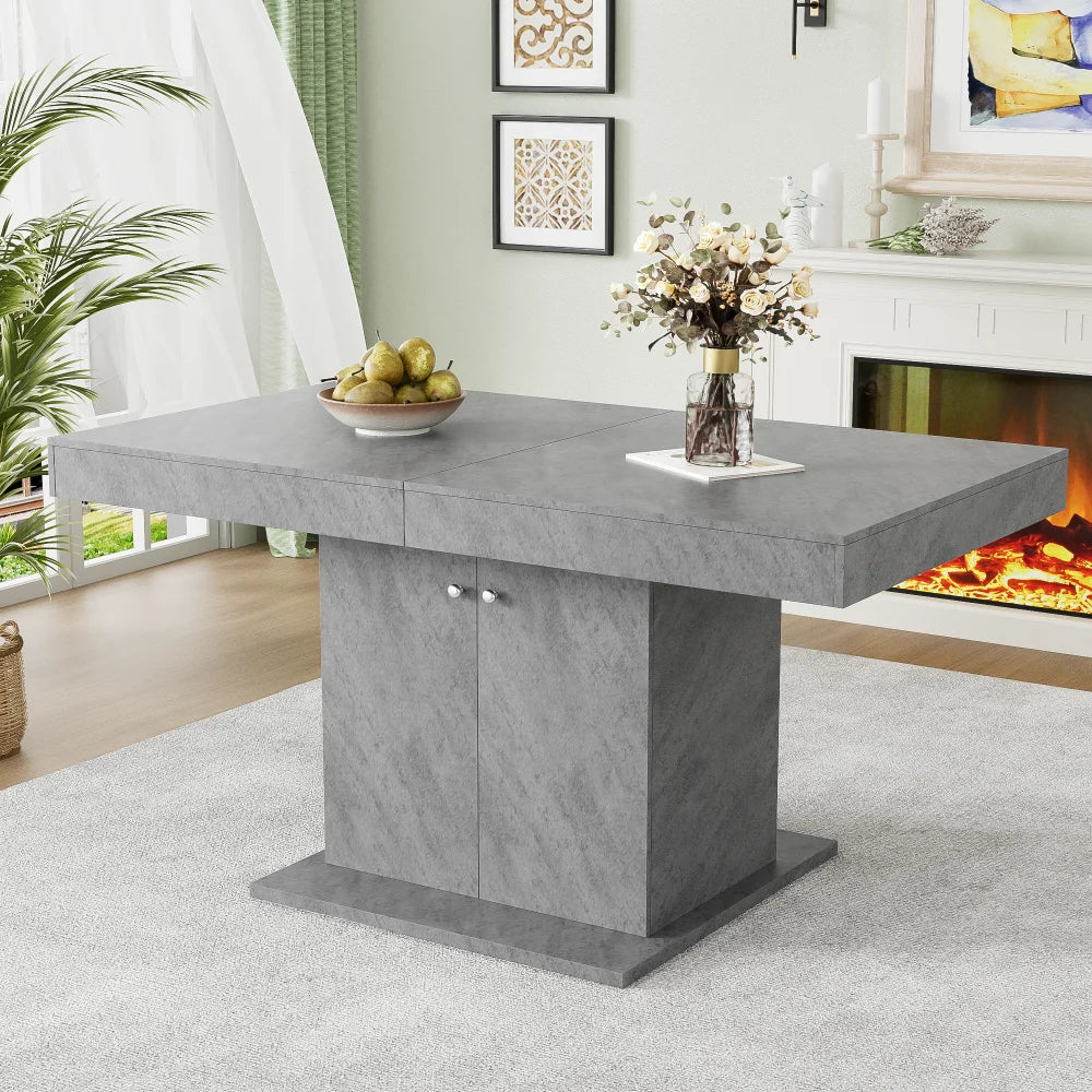Table extensible 140-180 cm, plateau aspect béton