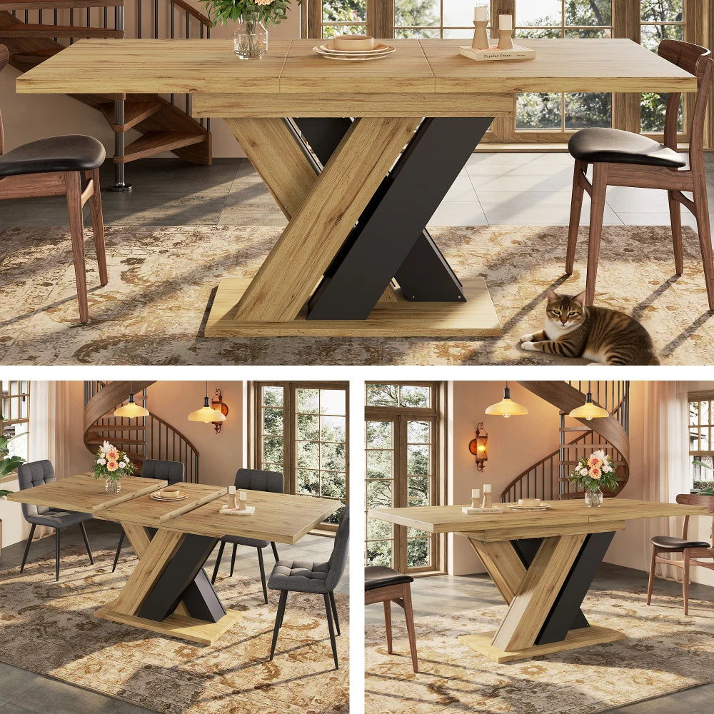 Table télescopique à allonges intégrées
