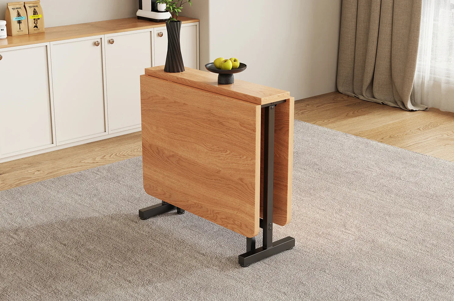 Table pliante 120 × 80 cm, bois naturel