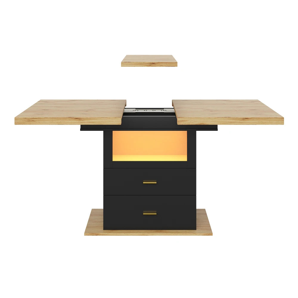 Table extensible 110-140 cm avec éclairage LED