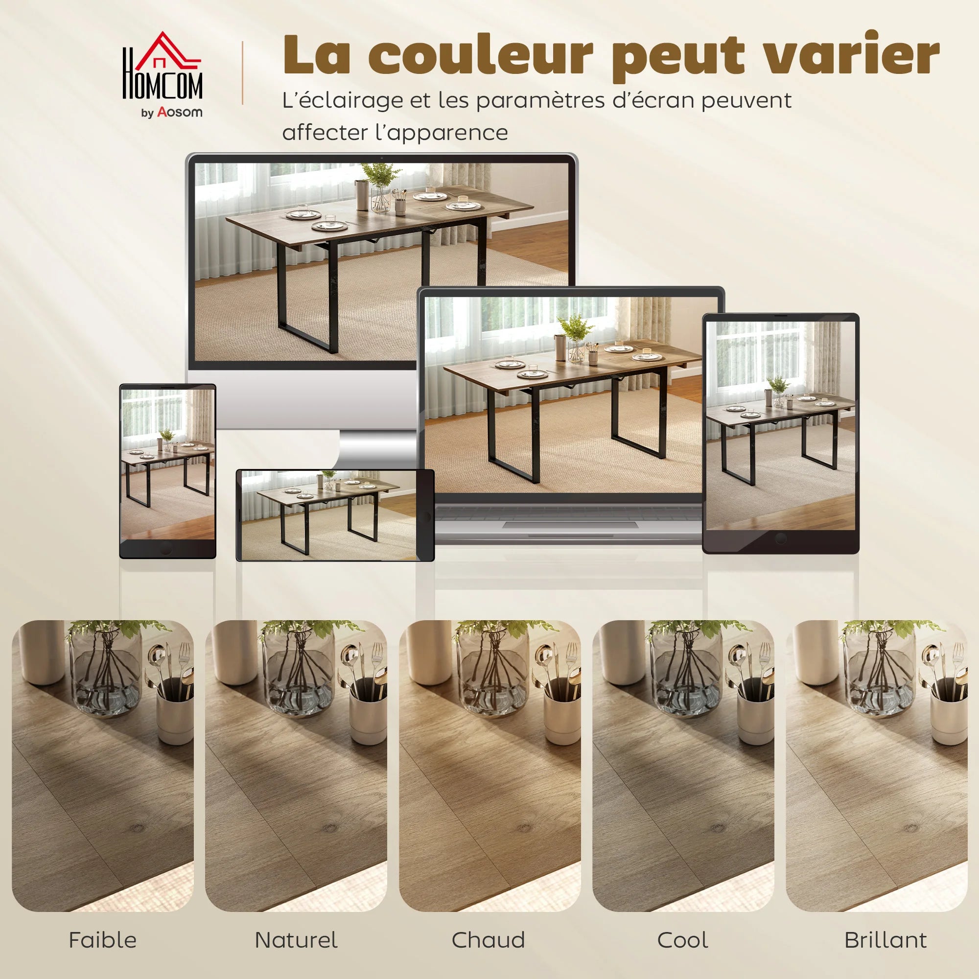 Table extensible 140-180 cm, bois et acier