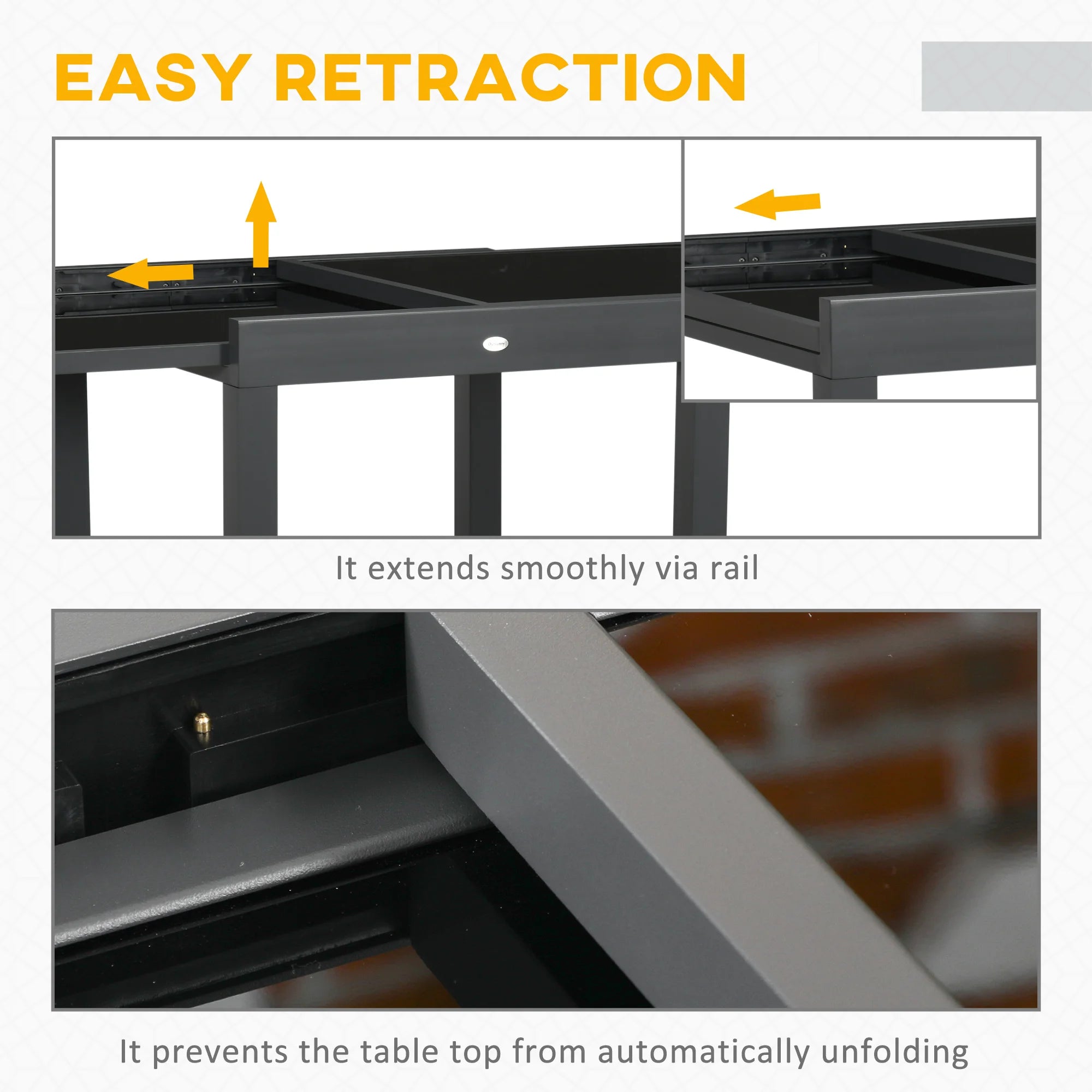 Table de jardin extensible 80-160 cm, aluminium et verre