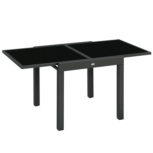 Table de jardin extensible 80-160 cm, aluminium et verre