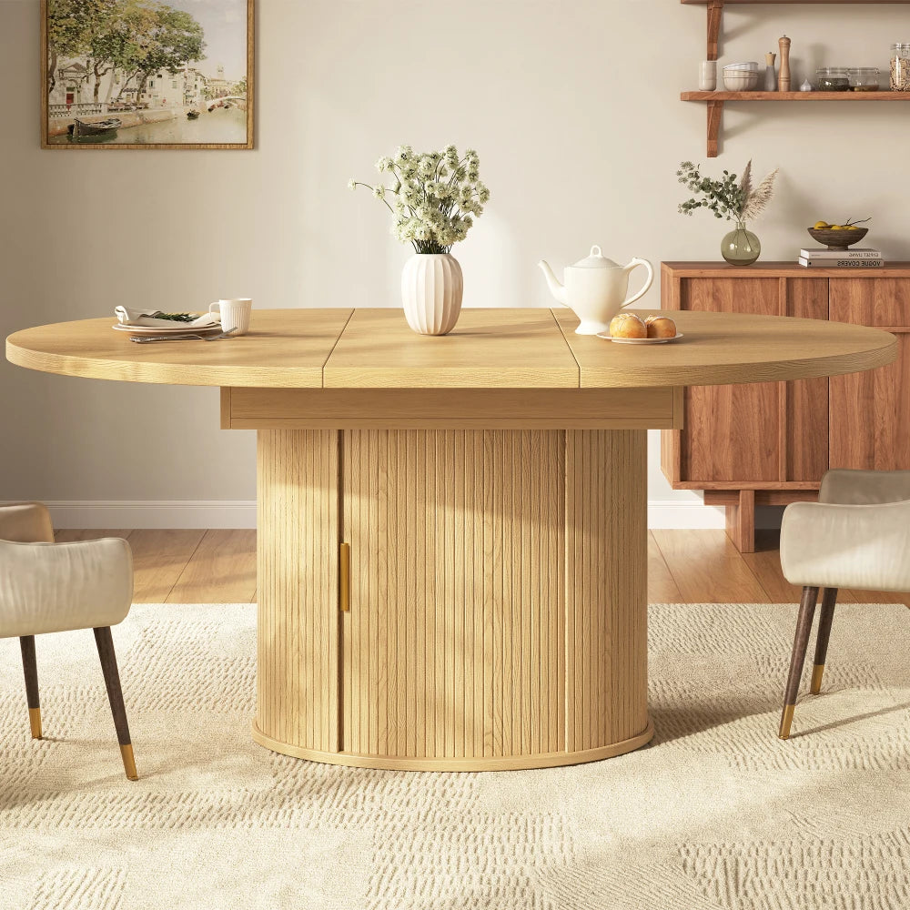 Table ronde extensible 120-160 cm avec bahut