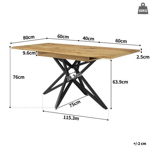 Table extensible pieds étoile, noyer ou blanc