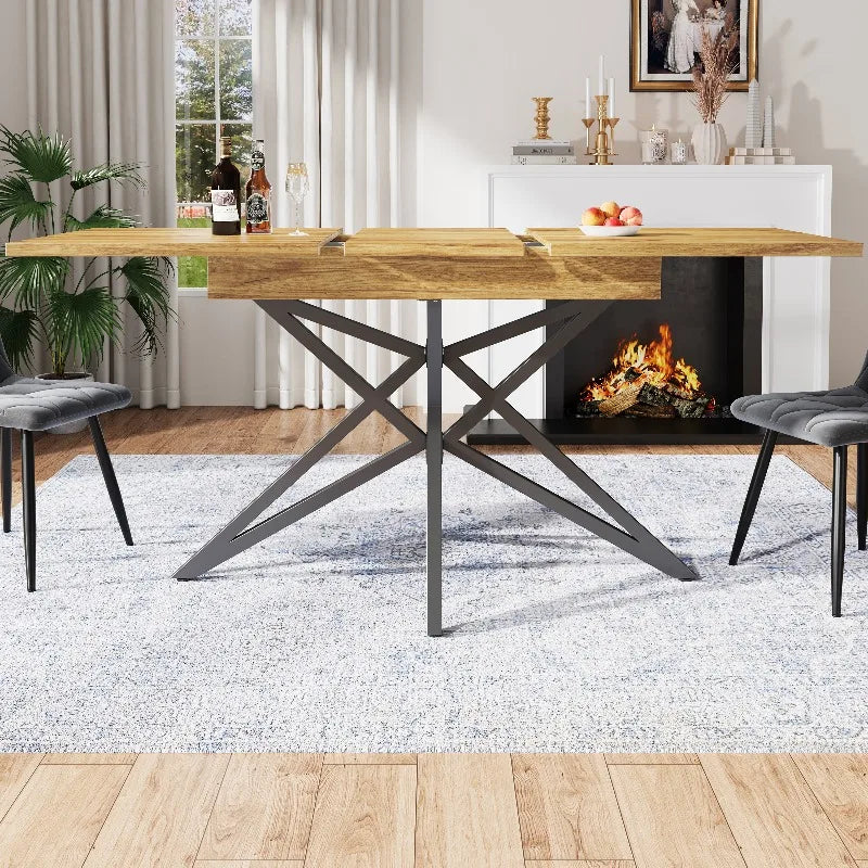 Table extensible pieds étoile, noyer ou blanc