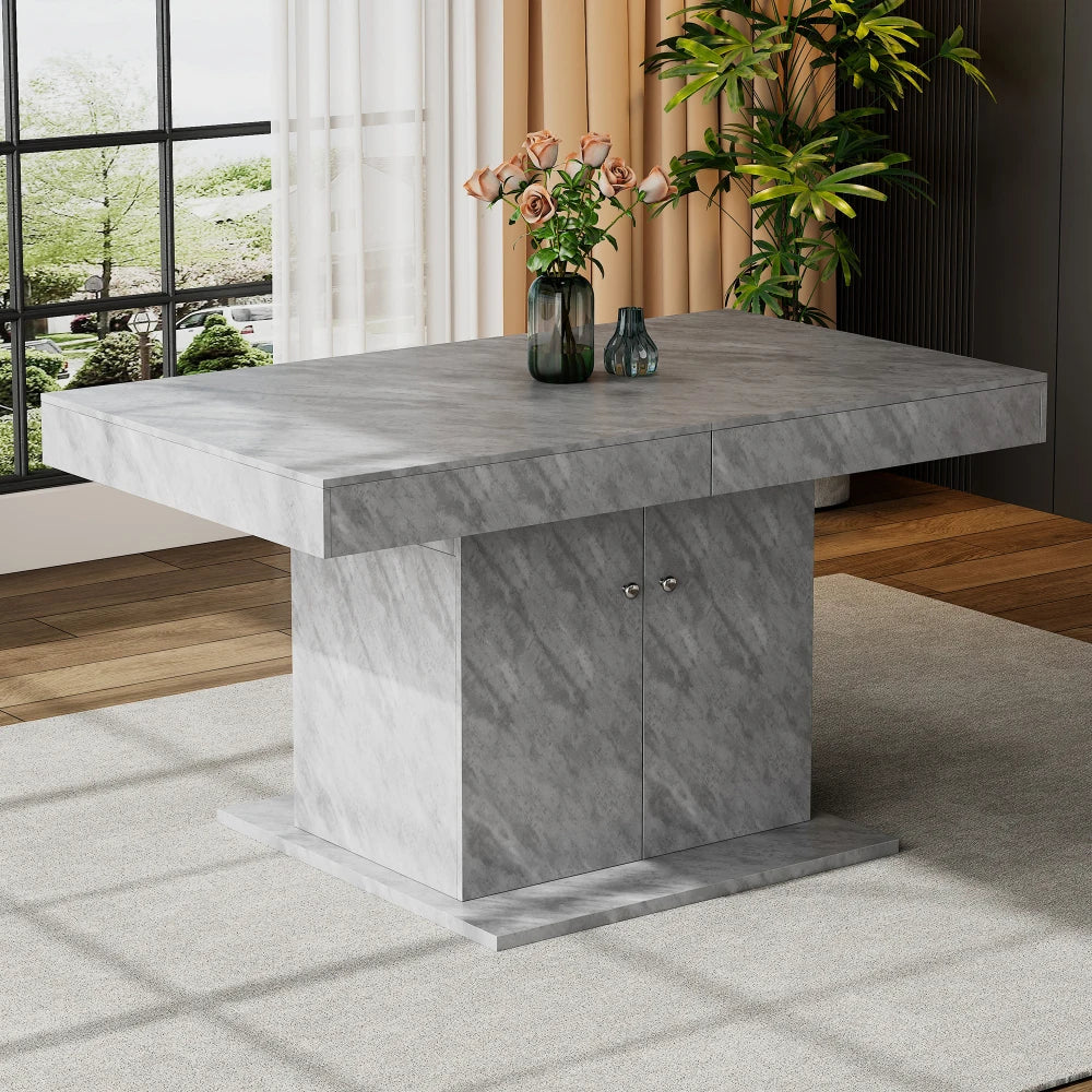 Table extensible 140-180 cm, plateau aspect béton