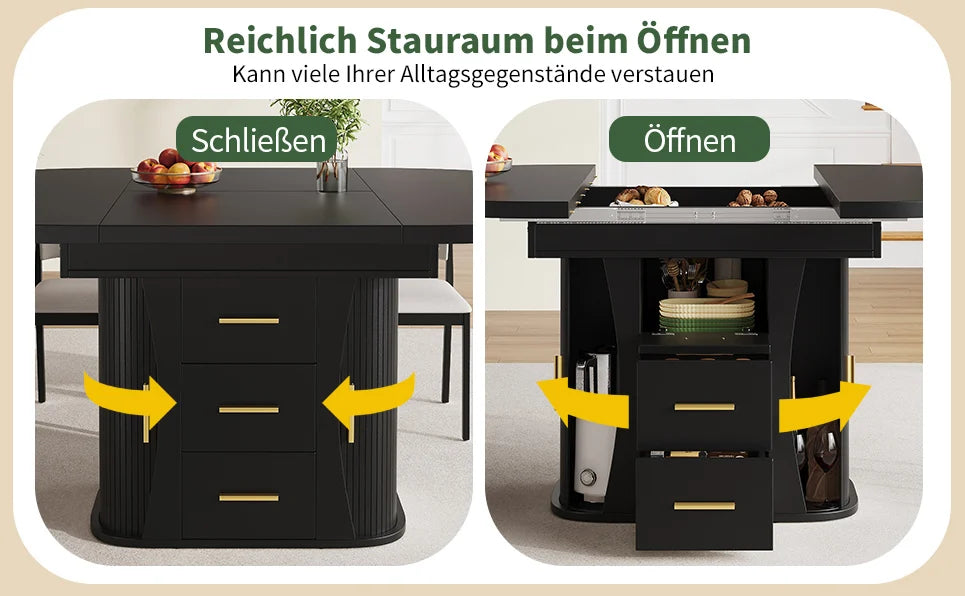 Table ronde extensible noire 118-158 cm