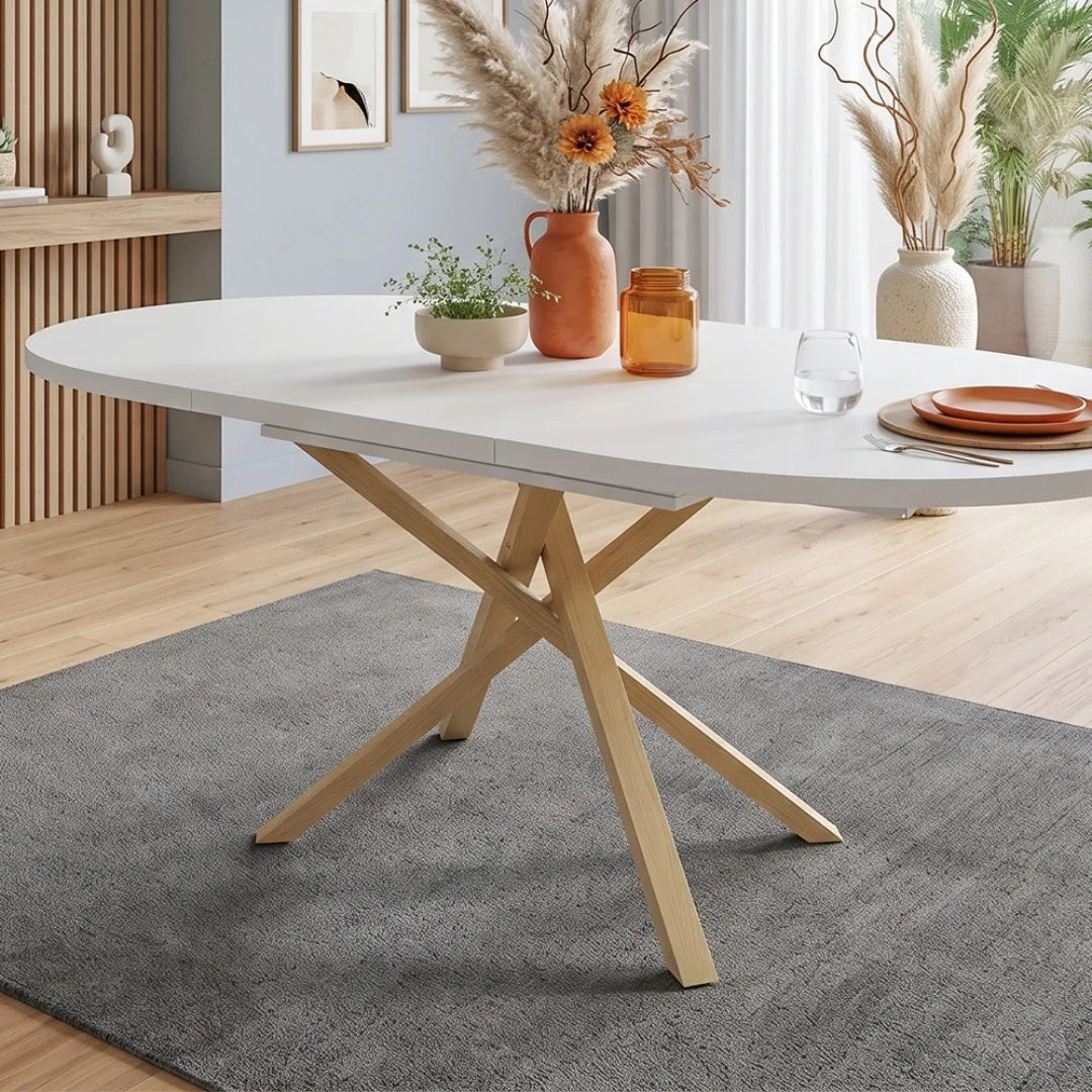 Table extensible à pieds ronds, 4 à 6 personnes
